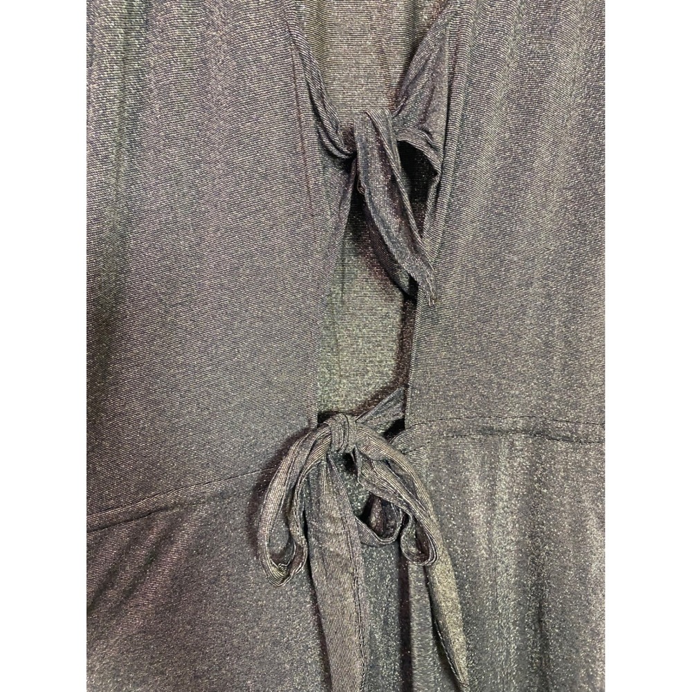 JYORK THE LABEL Metallic Gold Olive Tie Front Maxi Dress Pockets M/L USA - Picture 5 of 11